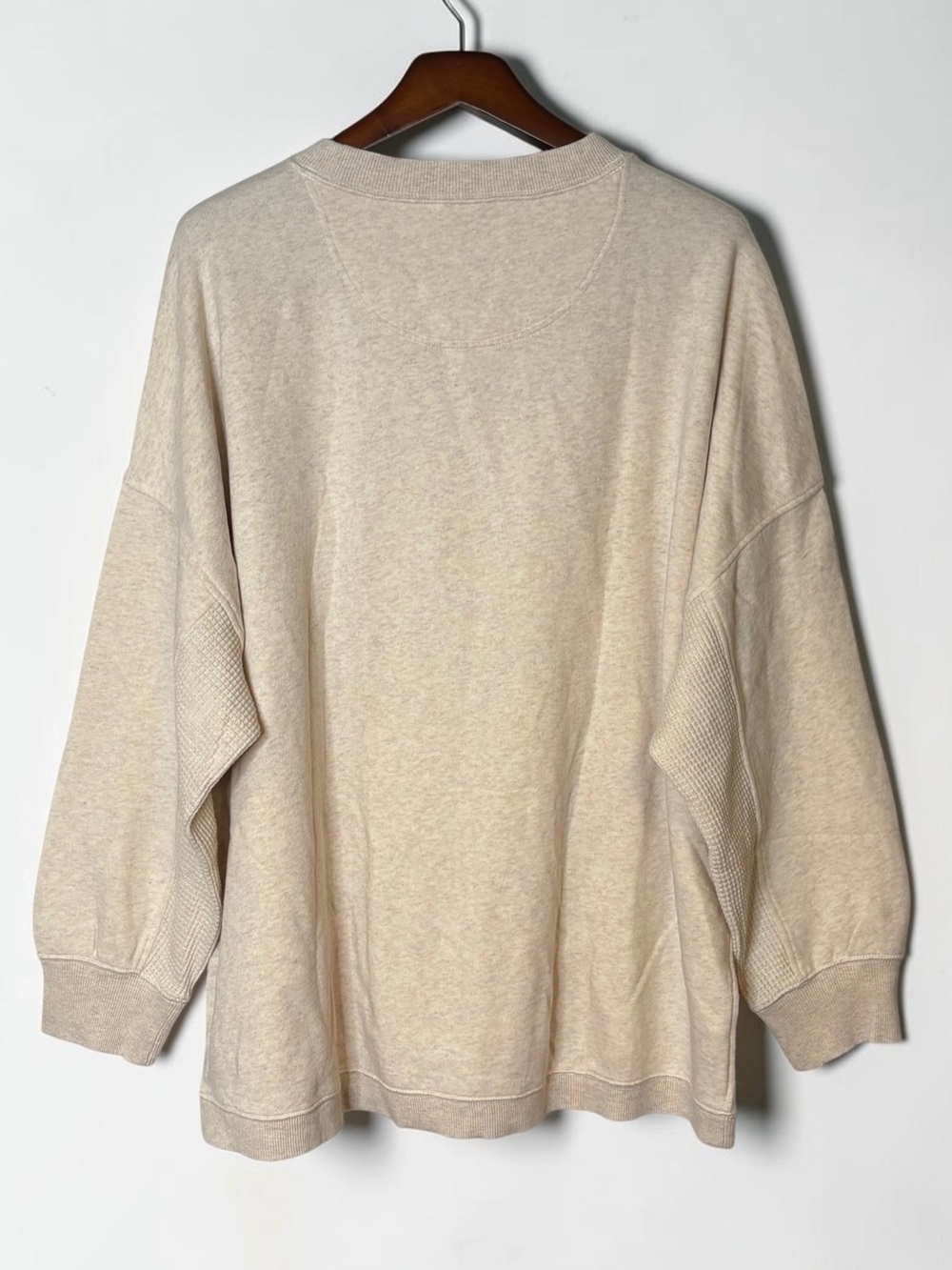 NWT Aerie Real Good Waffle Knit Accent Oversized Crewneck Sweatshirt Cream XXL - Picture 2 of 9